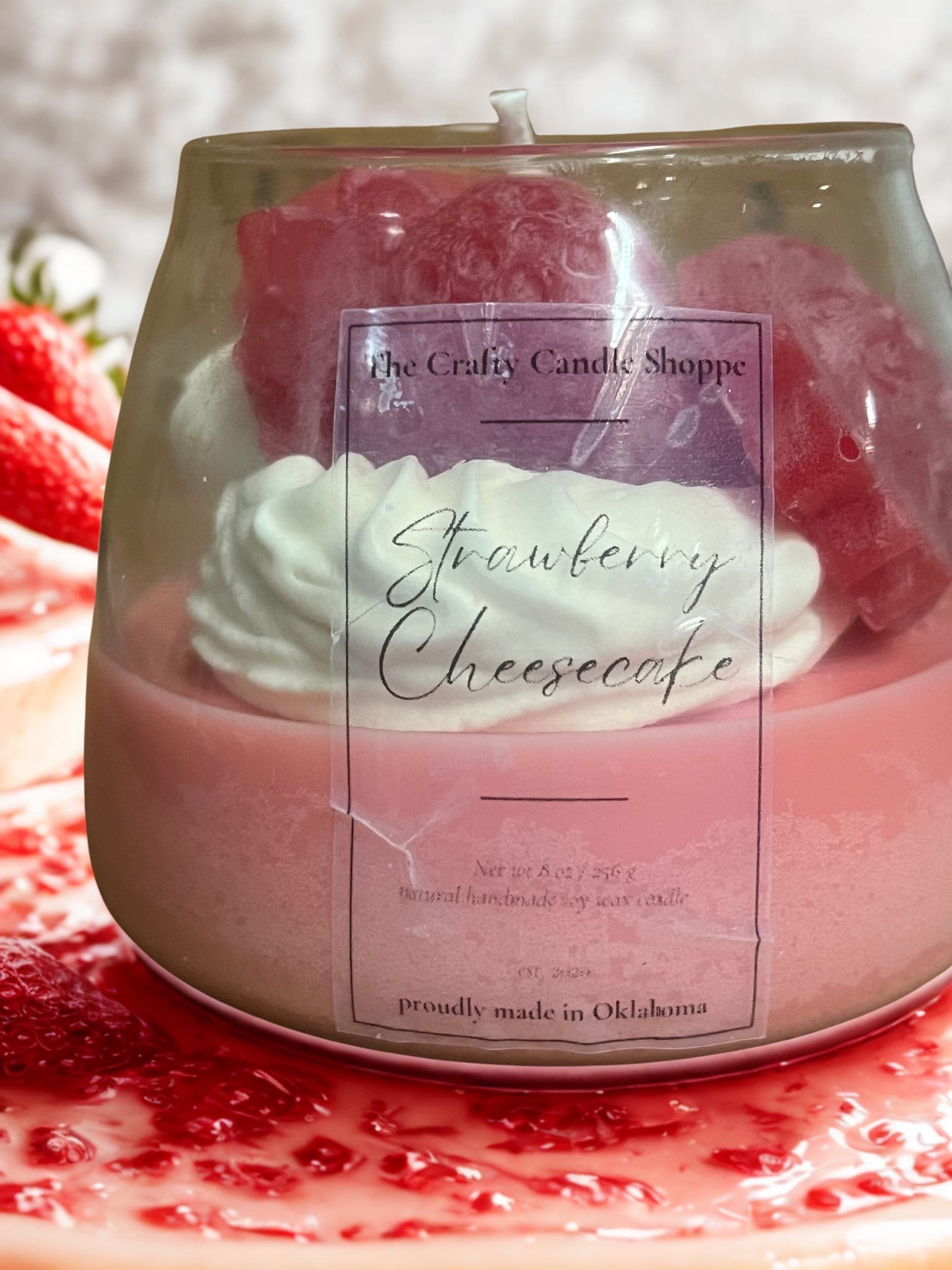 Strawberry Cheesecake Dessert Candle